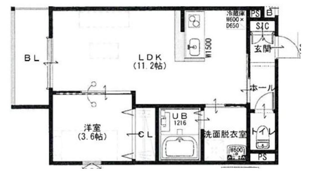 ARCAりんくうII(1LDK/2階)の間取り写真