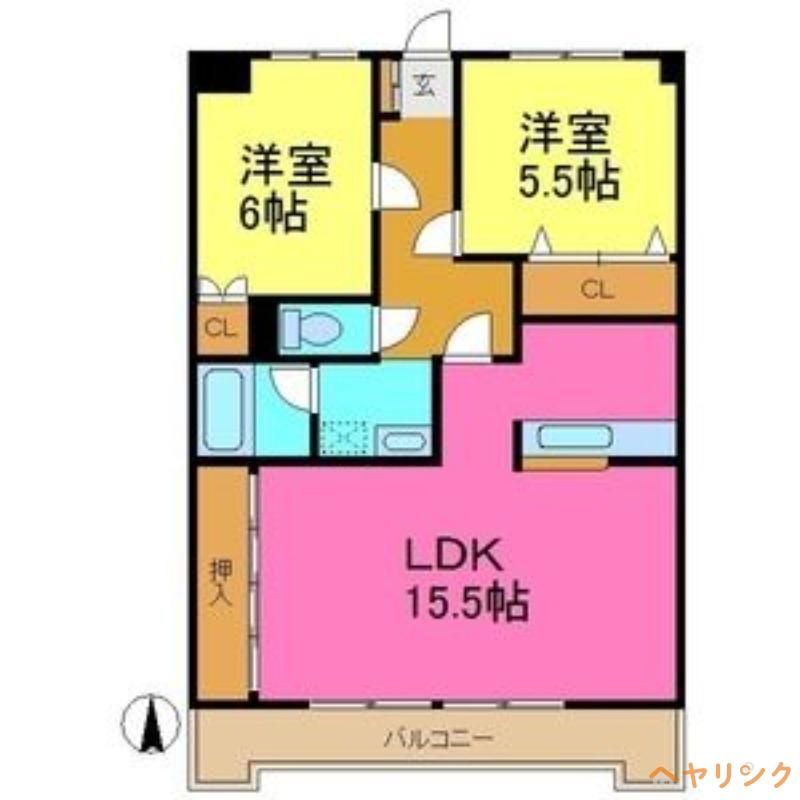 シャトレ文教台(2LDK/2階)の間取り写真