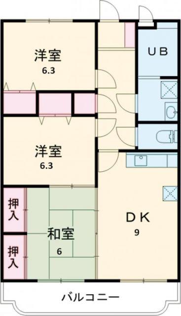 テンダーパレス(3DK/3階)の間取り写真