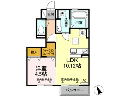 サンシエール中川原 弐番館(1LDK/1階)の間取り写真