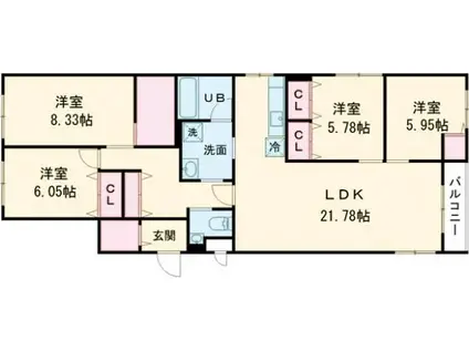 リアライズ松陰III(4LDK/3階)の間取り写真
