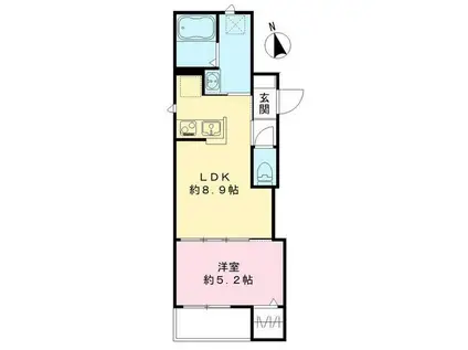 ピュール宮本(1LDK/1階)の間取り写真