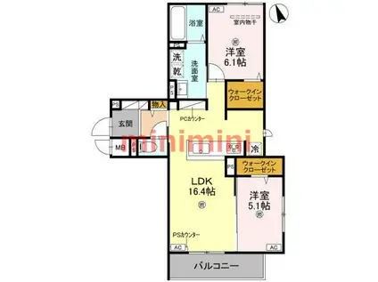 D-RESIDENCE島本町桜井(2LDK/2階)の間取り写真
