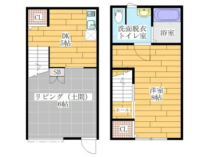 CROSS A棟(1LDK/1階)の間取り写真