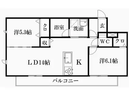 CASA IN COLLINA(2LDK/1階)の間取り写真