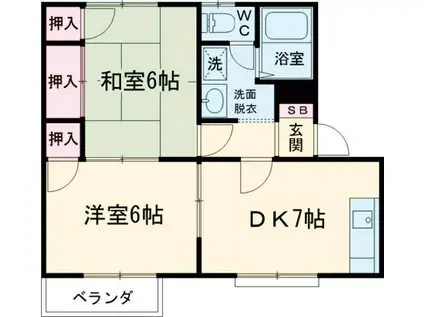 メゾン藤本(2DK/2階)の間取り写真