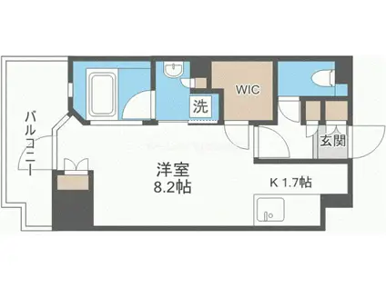 パークアクシス うつぼ公園(ワンルーム/4階)の間取り写真