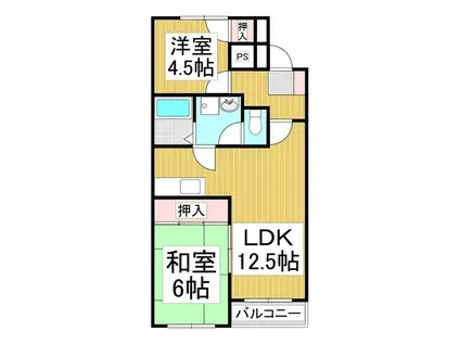 メゾン21上戸倉 403(2LDK/4階)の間取り写真