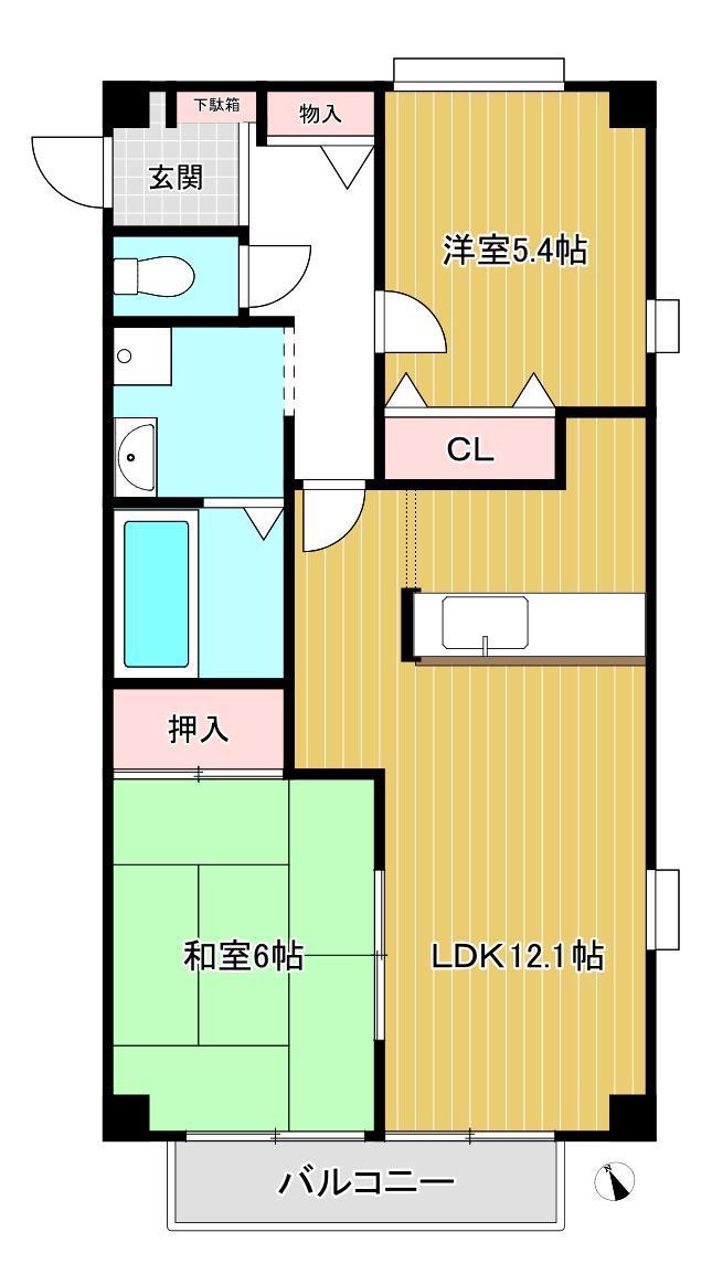 フォブール津森A(2LDK/2階)の間取り写真
