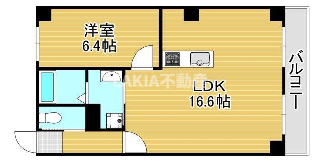 天満ドリームマンション(1LDK/4階)の間取り写真