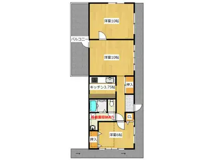 ファミールHIRO C(2LDK/2階)の間取り写真