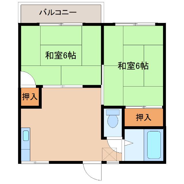 プレジュール生実(2DK/2階)の間取り写真