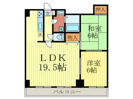 アフィシオン堀川(2LDK/11階)の間取り写真