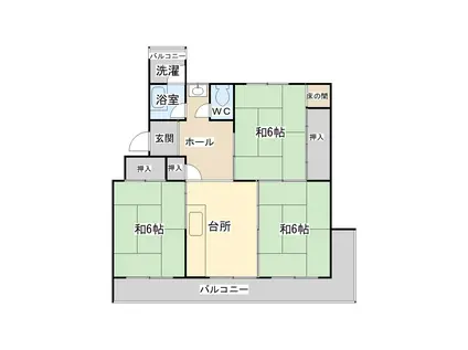 円明寺が丘団地Y棟(3DK/3階)の間取り写真