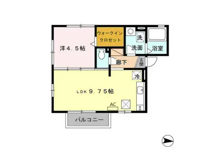 メゾン リヴェール(1LDK/1階)の間取り写真