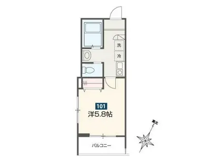 MELDIA小田急相模原II(1K/1階)の間取り写真
