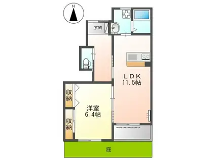 グレイス瑞穂(1LDK/1階)の間取り写真
