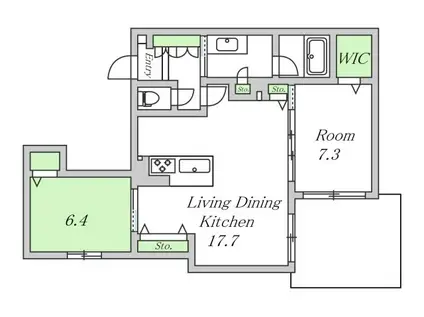 フェリス阪南町(1SLDK/1階)の間取り写真