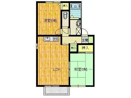 チェリーガーデンA棟(2LDK/1階)の間取り写真