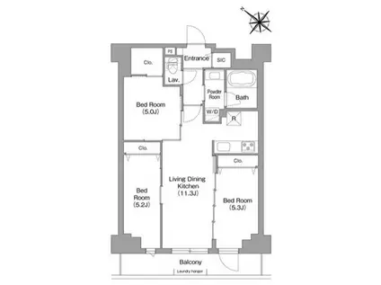 コンフォリア・リヴ豊洲キャナル(3LDK/2階)の間取り写真