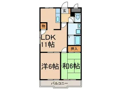 アベニューK(2LDK/3階)の間取り写真