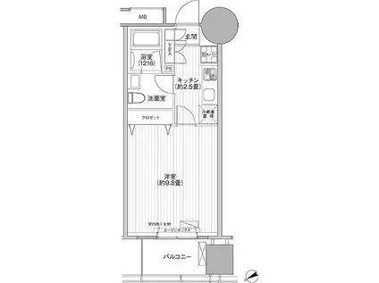 桜ヒルズ九段北(1K/8階)の間取り写真