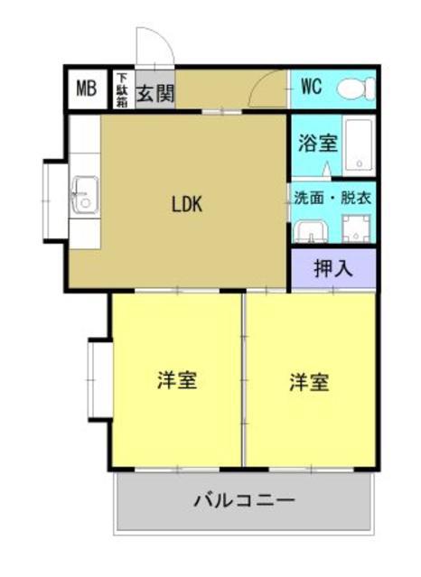 エクシード藤山(2LDK/2階)の間取り写真