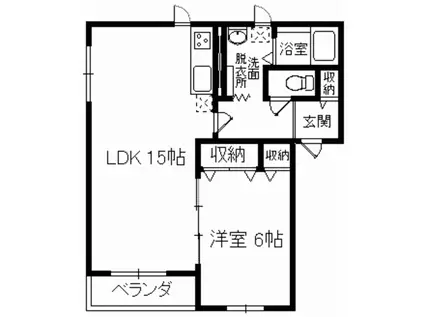 長島Sマンション(1LDK/2階)の間取り写真