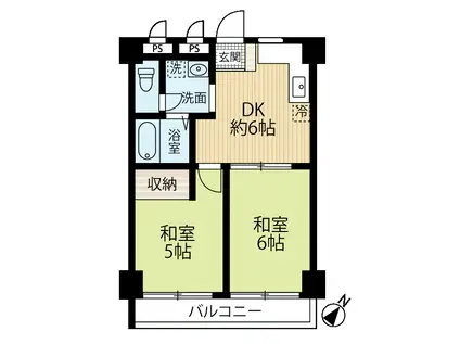 エスカイア上尾(2DK/5階)の間取り写真