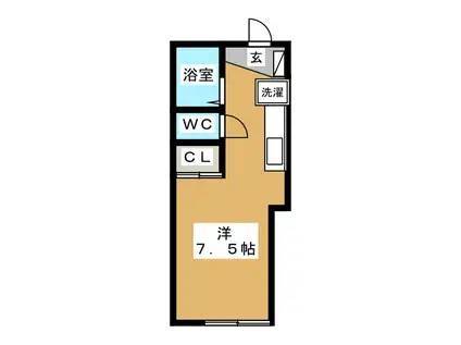 ハイツジュン(ワンルーム/2階)の間取り写真