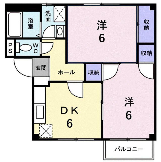 アーバン不知火VI(2DK/1階)の間取り写真