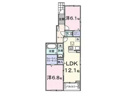 シエルクラスかわせみ(2LDK/1階)の間取り写真