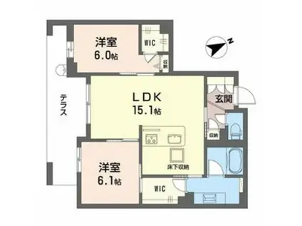 アルテーヌ浜寺元町(2LDK/2階)の間取り写真
