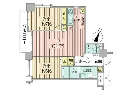 NOVA知事公館前(2LDK/3階)の間取り写真