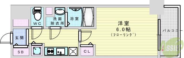 メインステージ大阪ノースマーク(1K/7階)の間取り写真