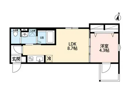小田急江ノ島線 南林間駅 徒歩7分 3階建 築1年(1LDK/2階)の間取り写真