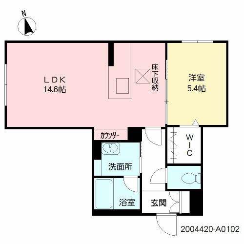 ベレオ南春日町(1LDK/1階)の間取り写真