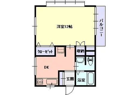 シャンポールあさひ町(1DK/4階)の間取り写真