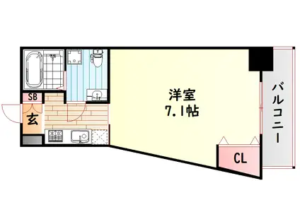 ブルービー玉造(1K/5階)の間取り写真