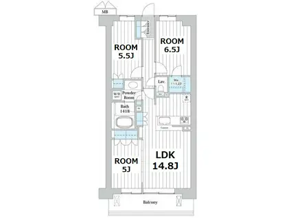 アビティグランデ砧 C棟(3LDK/2階)の間取り写真
