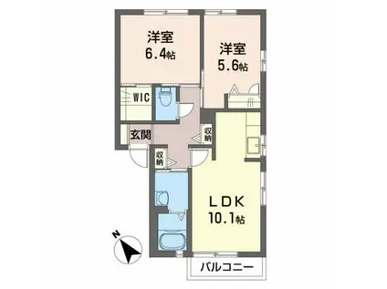 シャーメゾン洛陽C(2LDK/2階)の間取り写真