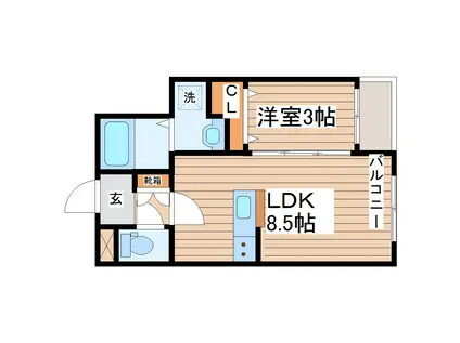 リーフ・サンシティ北仙台(1LDK/1階)の間取り写真