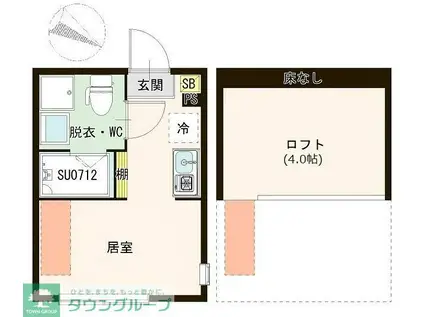 ハーモニーテラス白鷺II(ワンルーム/2階)の間取り写真