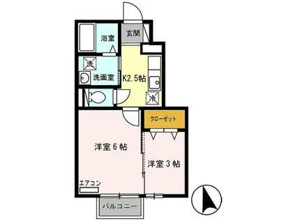 グランモア千秋(2K/1階)の間取り写真