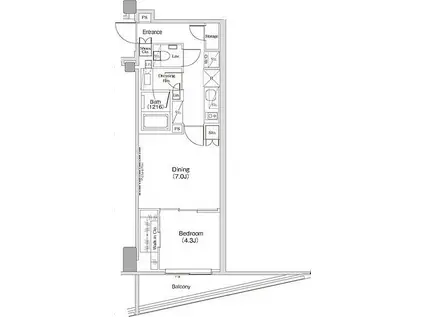 ザ・パークハビオ渋谷クロス(1DK/4階)の間取り写真