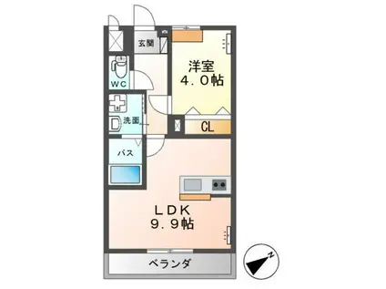 ガーデンコート(1LDK/2階)の間取り写真