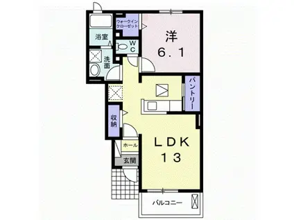 ラッフィナート・ピアッツァI(1LDK/1階)の間取り写真