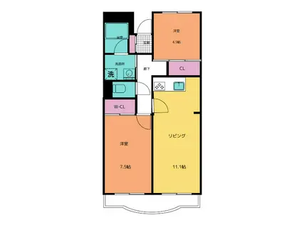 ヴィラアシェンダ(2LDK/1階)の間取り写真