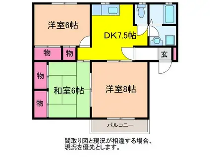 ウェイブリーコート青山(3DK/1階)の間取り写真