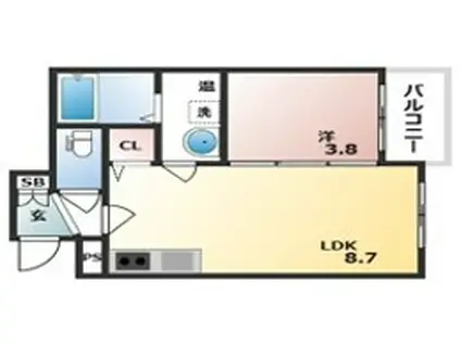 GRANDIR矢田(1LDK/3階)の間取り写真